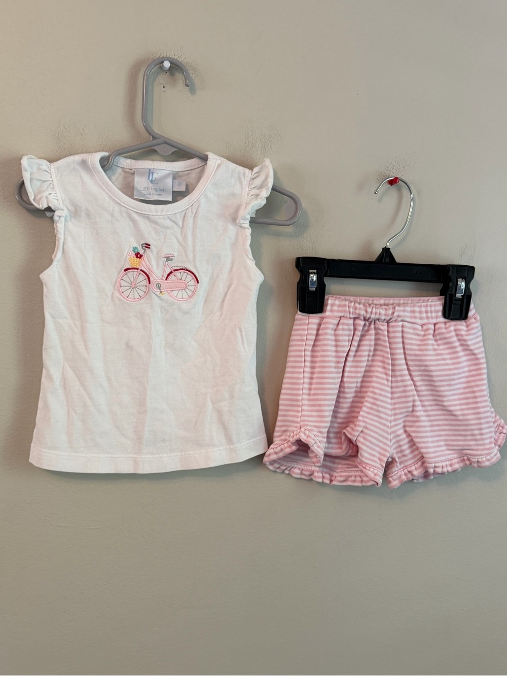 Little English White Bike Shirt with Matching Shorts